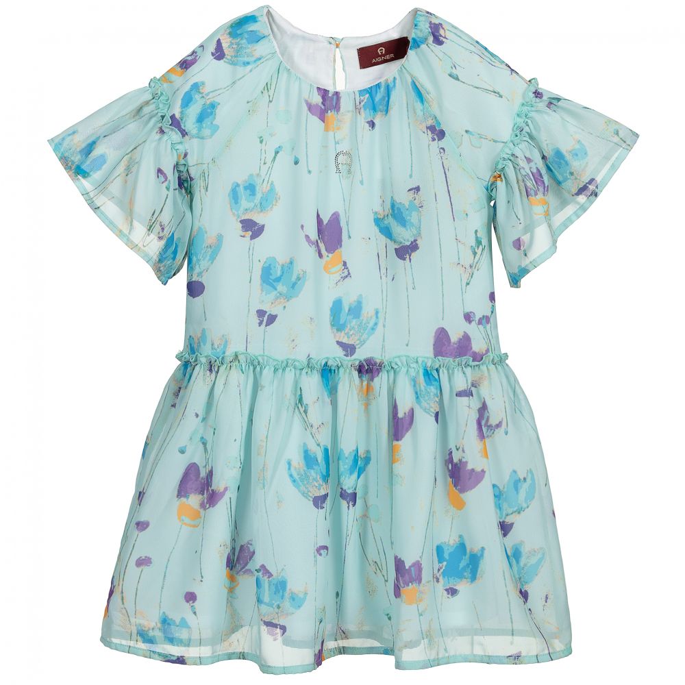 AIGNER - Girls Blue Chiffon Dress  | Childrensalon