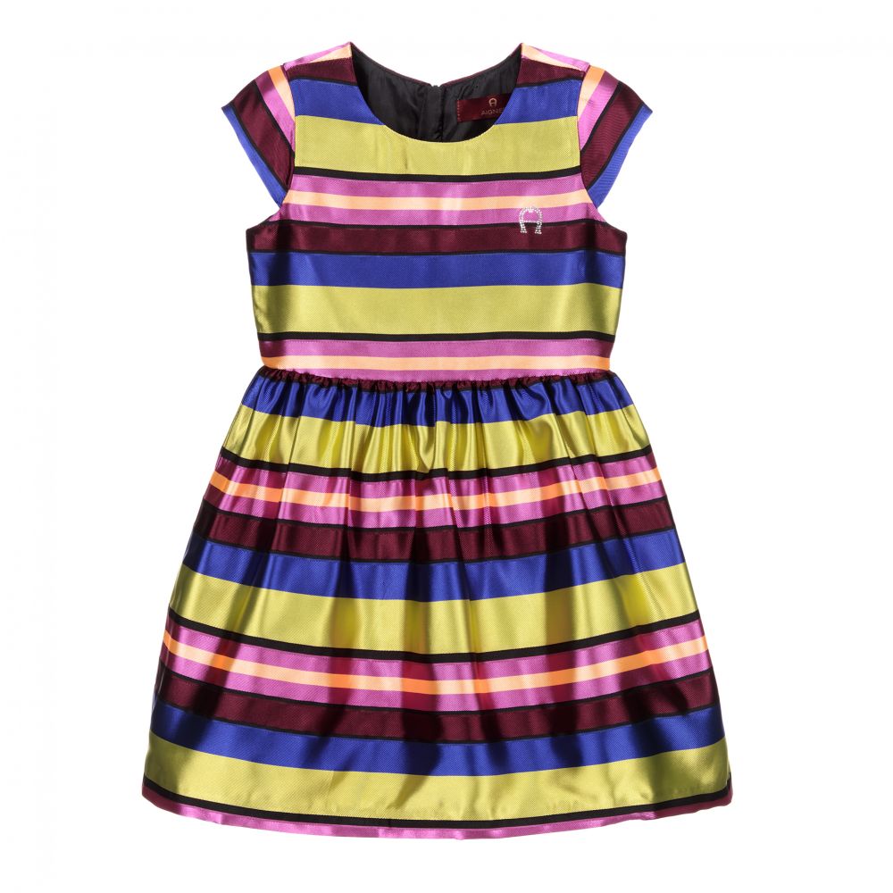 AIGNER - Girls Striped Satin Dress | Childrensalon