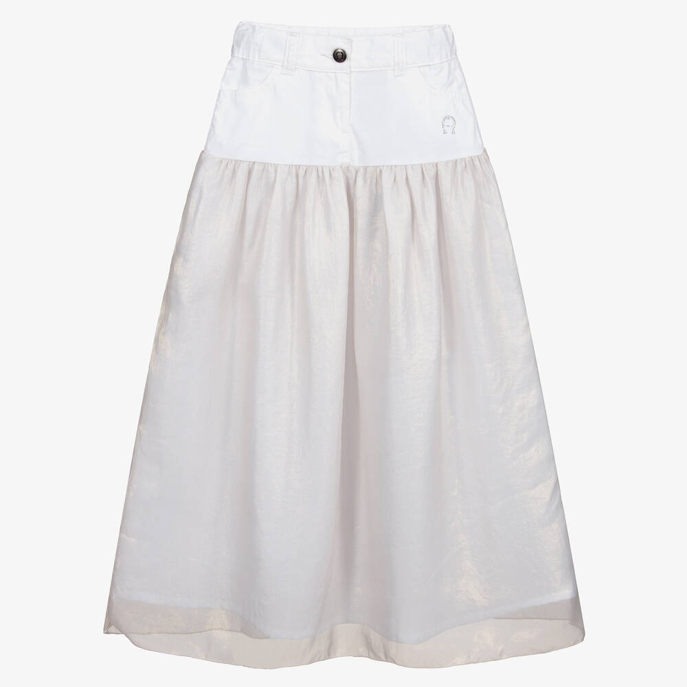 AIGNER - Long White & Gold Skirt | Childrensalon