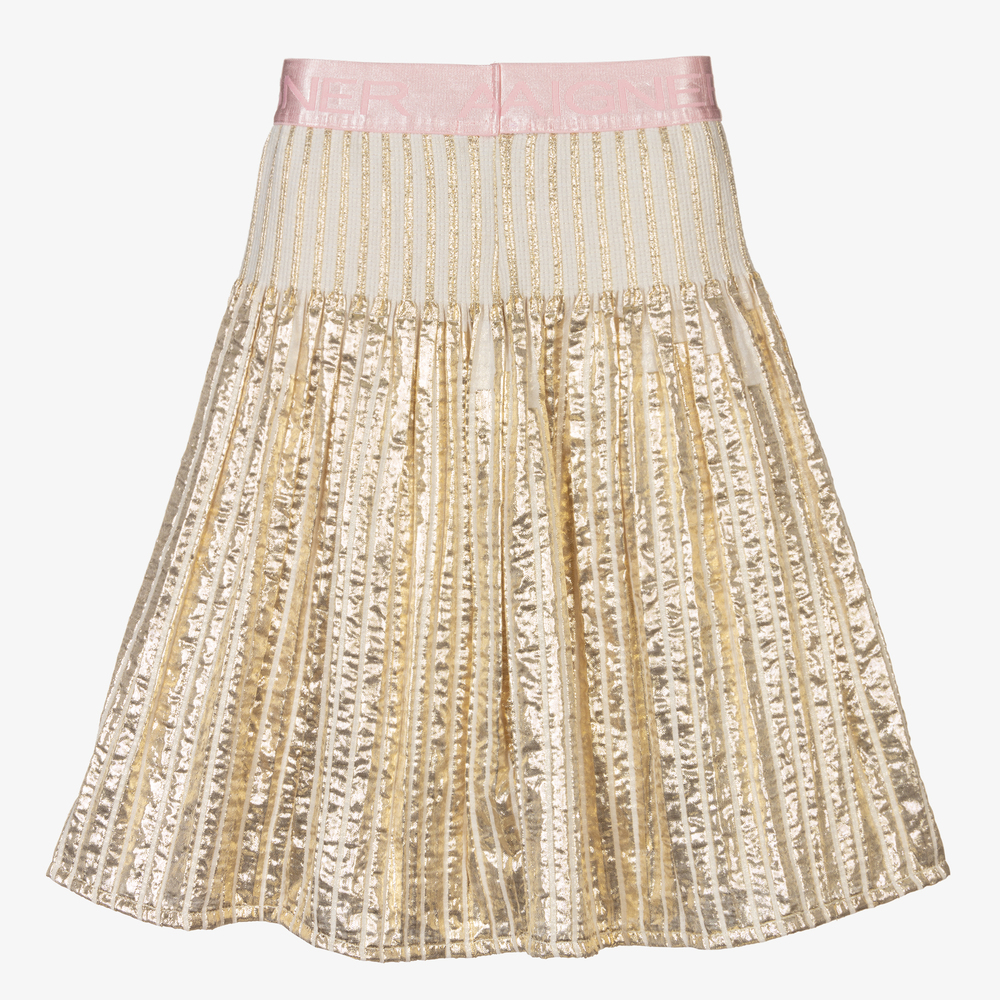 AIGNER Metallic Gold Pleated Skirt Childrensalon Outlet