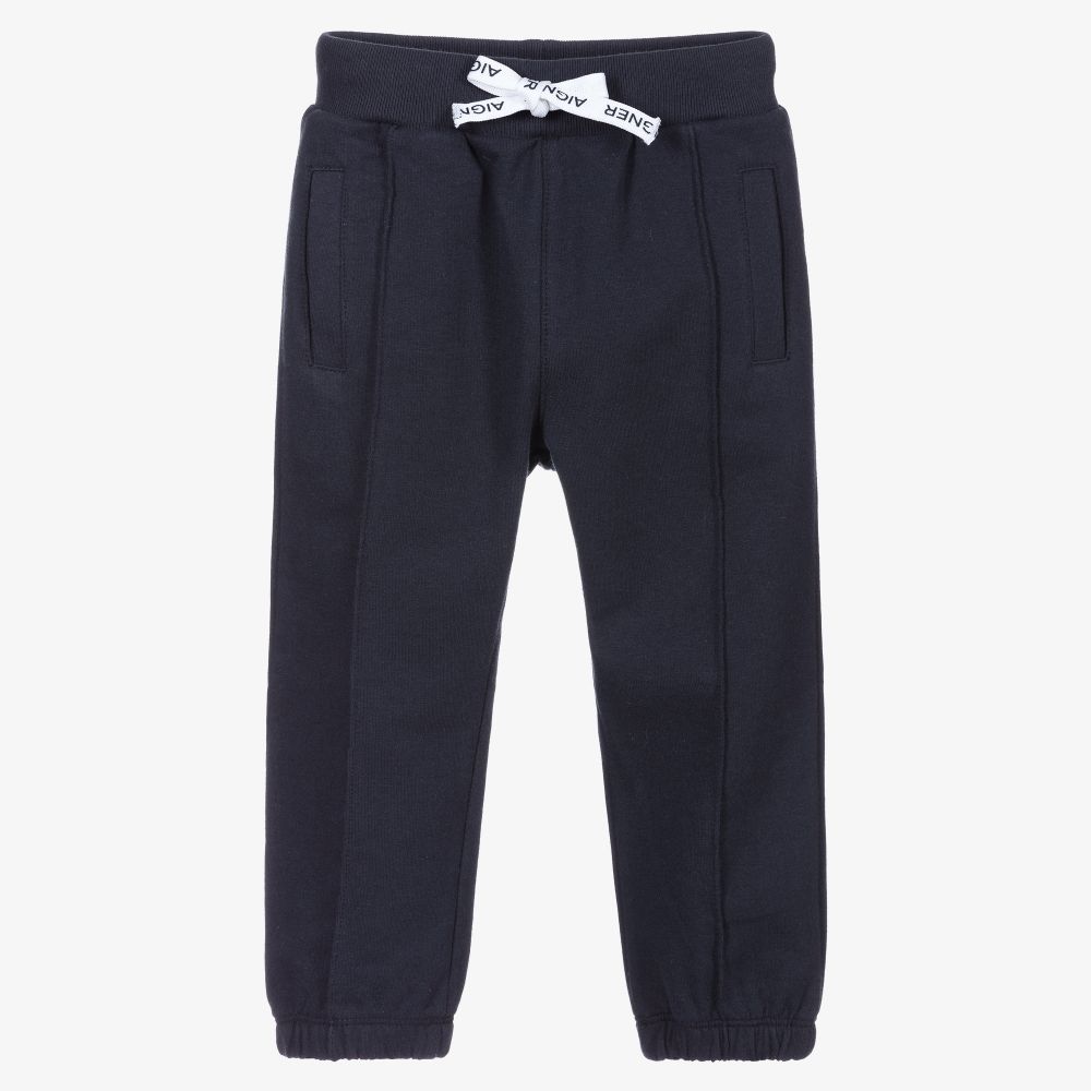 AIGNER - Navy Blue Cotton Baby Joggers  | Childrensalon