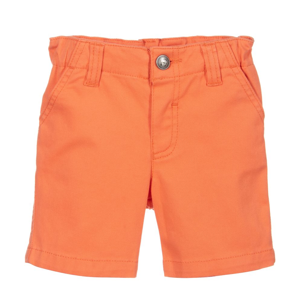 AIGNER - Orange Cotton Twill Shorts | Childrensalon