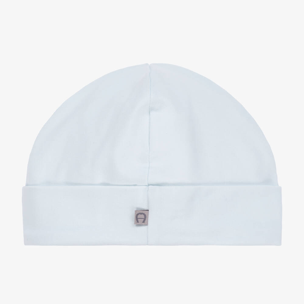 AIGNER-Pale Blue Pima Cotton Baby Hat | Childrensalon Outlet