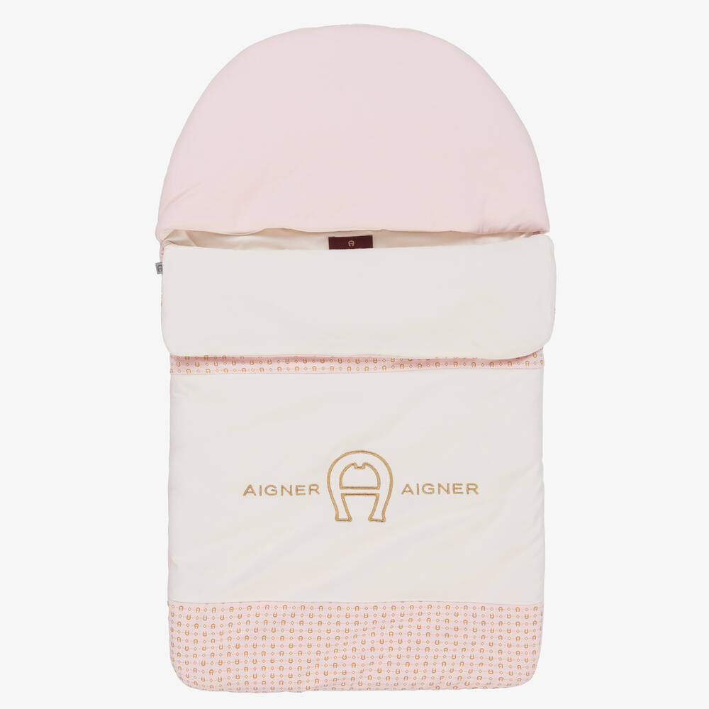 AIGNER - Кремово-розовый конверт из хлопка пима (72см) | Childrensalon
