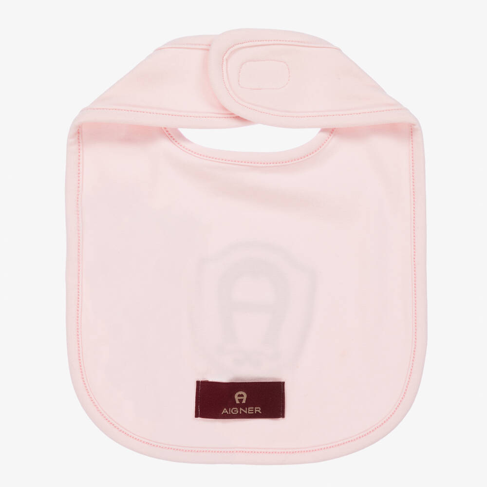 AIGNER-Pink Pima Cotton Baby Bib | Childrensalon Outlet