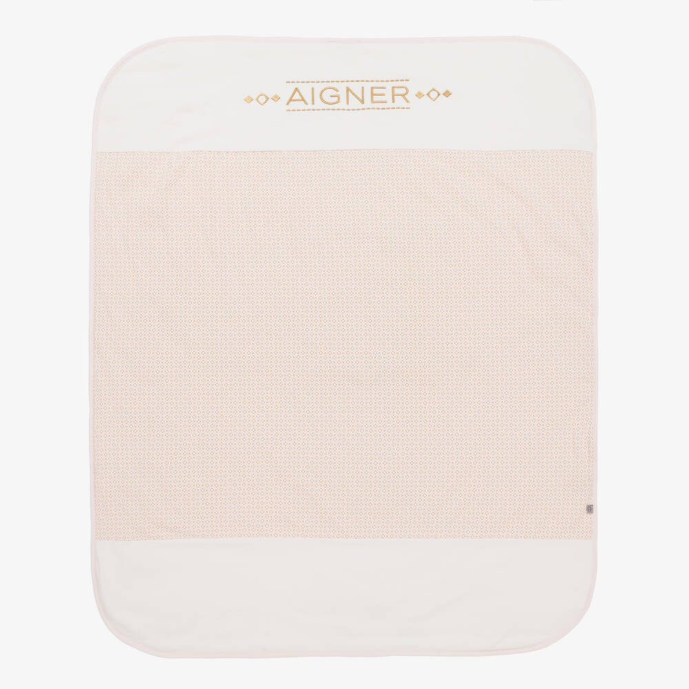 AIGNER-Pink Pima Cotton Baby Blanket (90cm) | Childrensalon Outlet