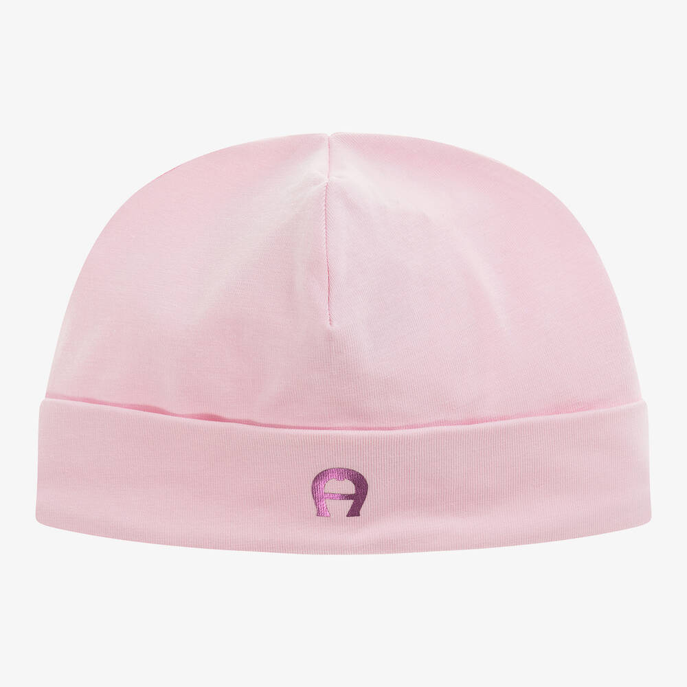 AIGNER - Pink Pima Cotton Baby Hat | Childrensalon