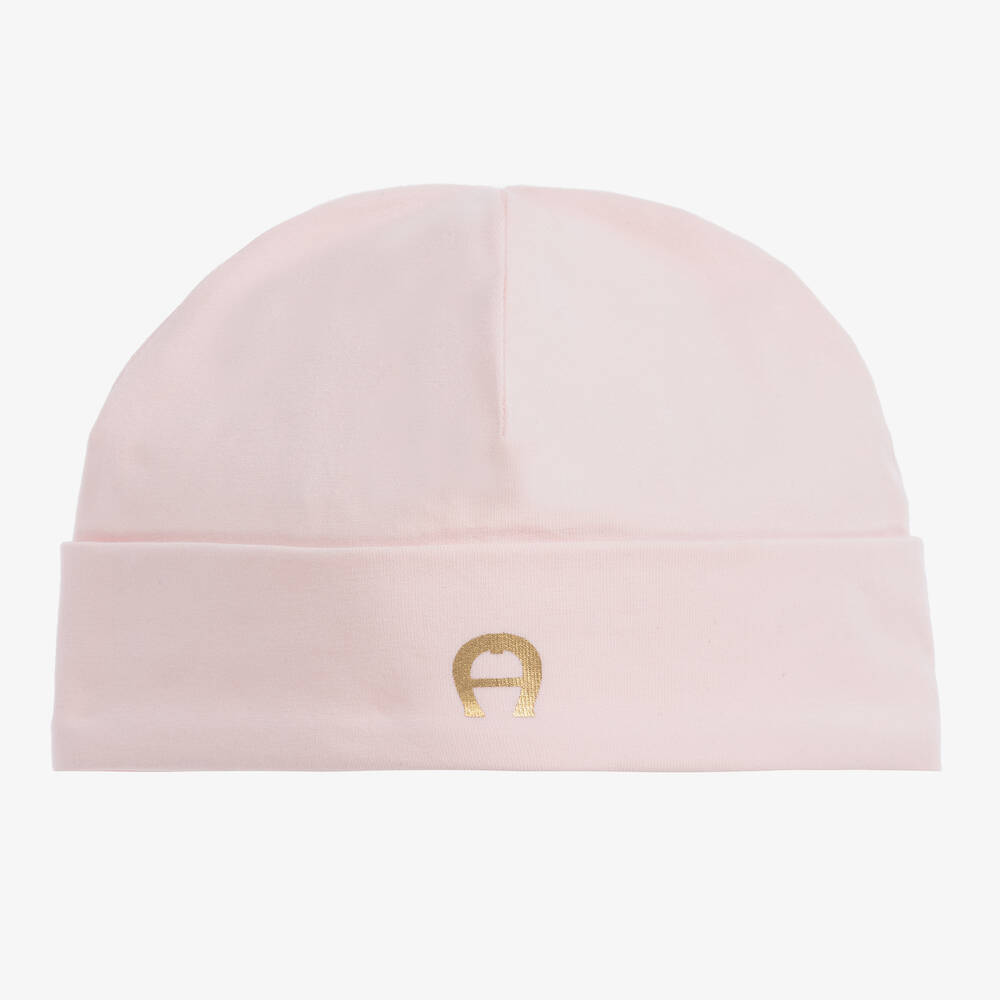 AIGNER - Pink Pima Cotton Baby Hat | Childrensalon