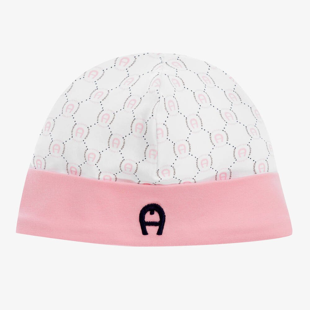 AIGNER - Pink Pima Cotton Baby Hat | Childrensalon