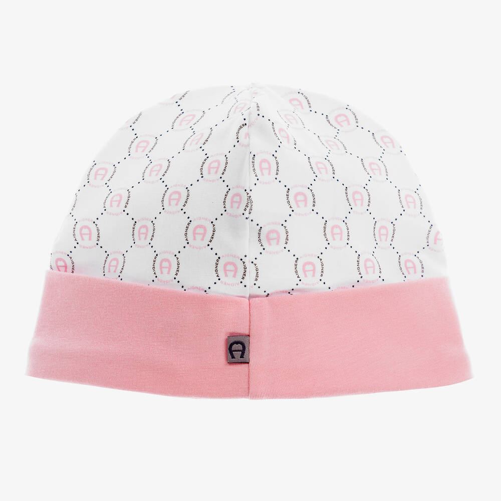 AIGNER-Pink Pima Cotton Baby Hat | Childrensalon Outlet