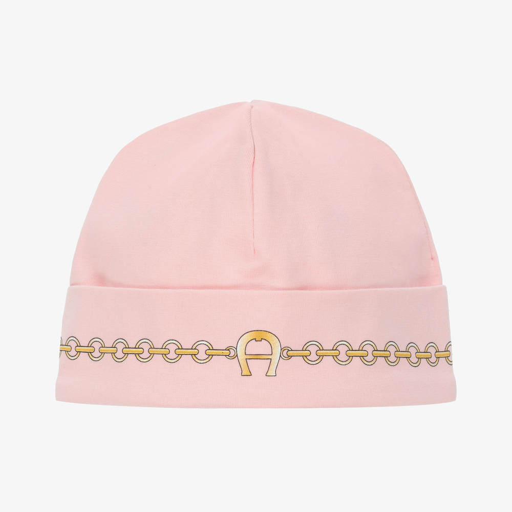 AIGNER - Розовая шапочка из хлопка пима для малышей | Childrensalon
