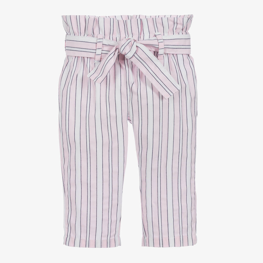 AIGNER - Pink & White Cotton Trousers | Childrensalon