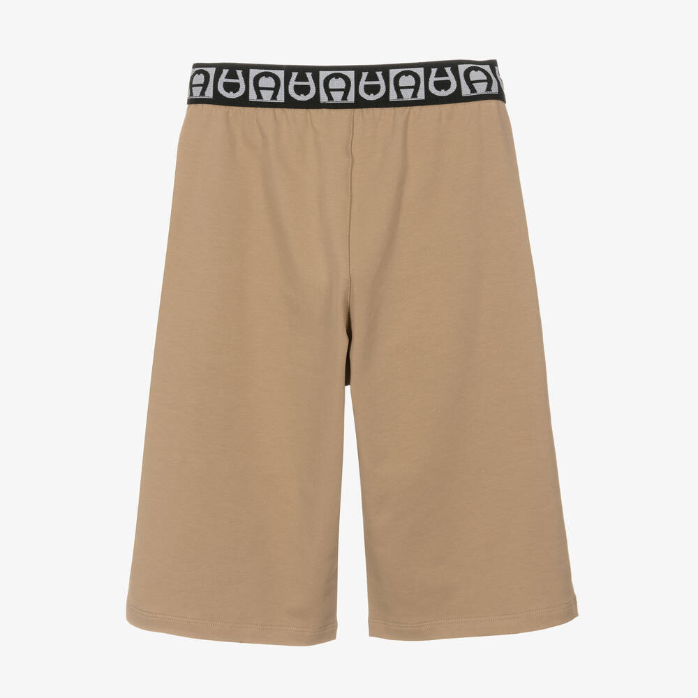 AIGNER-Teen Boys Beige Cotton Jersey Shorts | Childrensalon Outlet