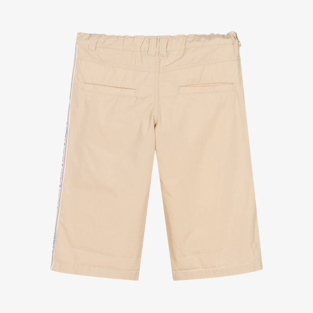 AIGNER-Teen Boys Beige Cotton Logo Shorts | Childrensalon Outlet