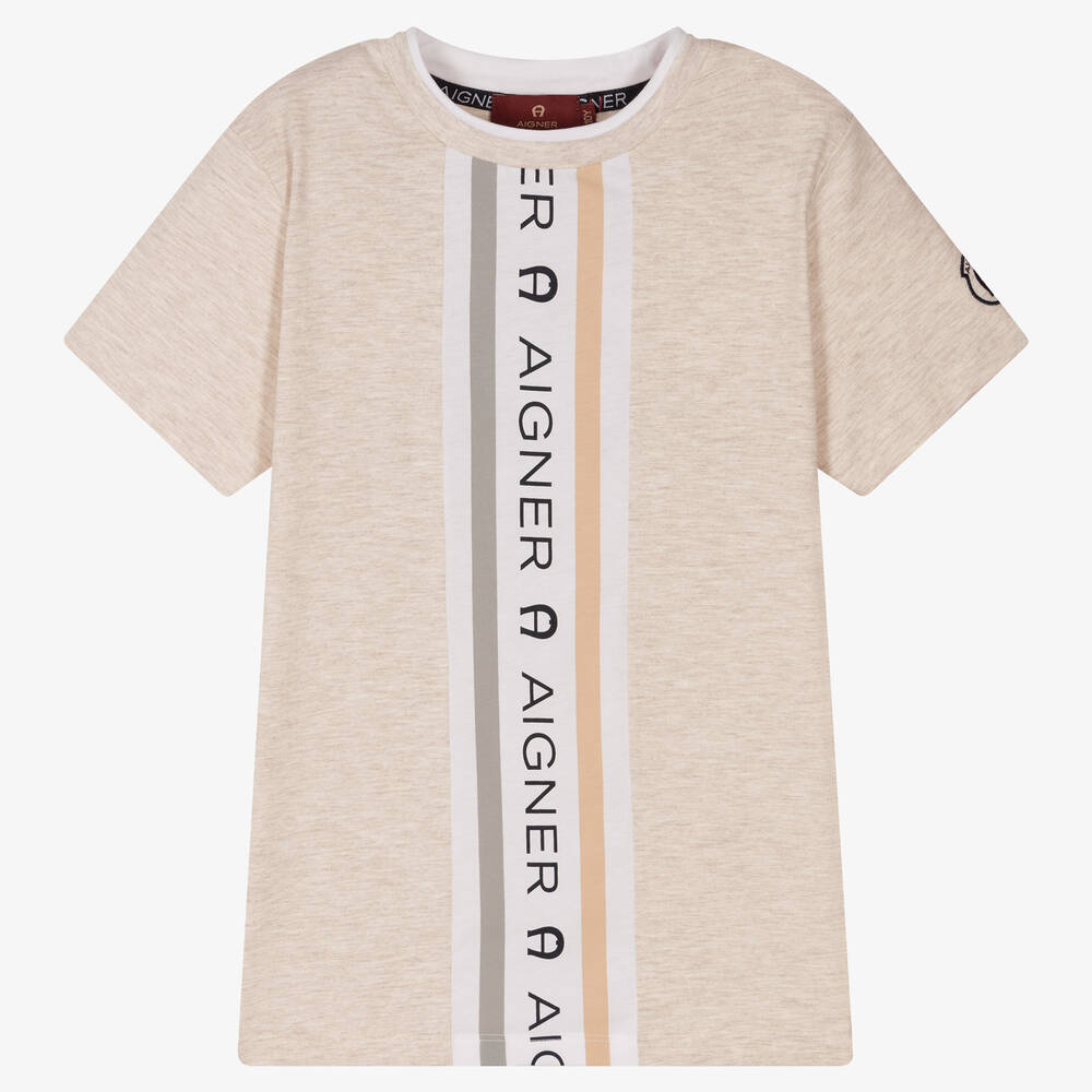 AIGNER - T-shirt beige en coton ado garçon | Childrensalon