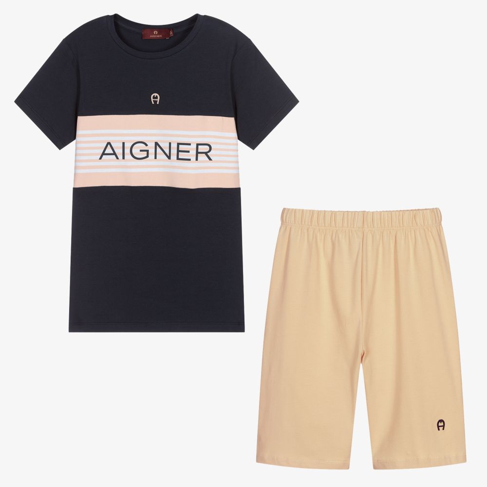 AIGNER - Teen Boys Beige Logo Pyjamas | Childrensalon