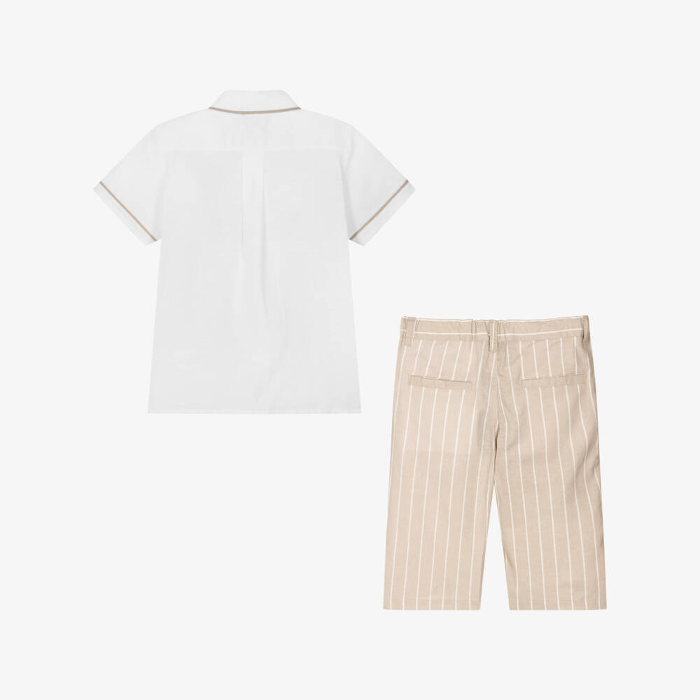 AIGNER-Рубашка и шорты в бежевую полоску | Childrensalon Outlet
