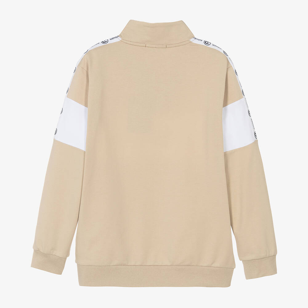AIGNER-سويتشيرت تينز ولادي قطن جيرسي لون بيج وأبيض | Childrensalon Outlet