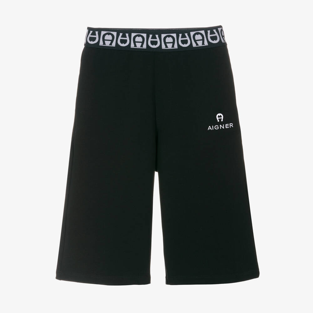 AIGNER-Teen Boys Black Cotton Jersey Shorts | Childrensalon Outlet