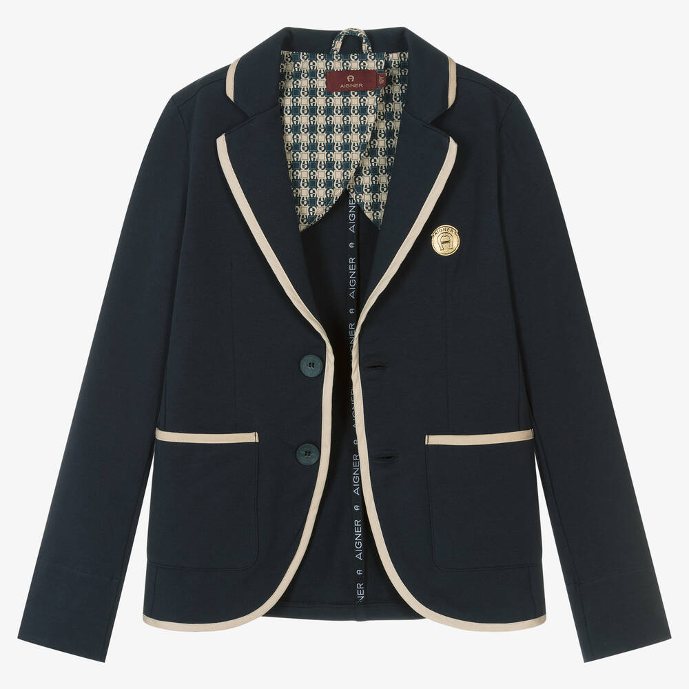 AIGNER Teen Boys Blue Cotton Jersey Blazer