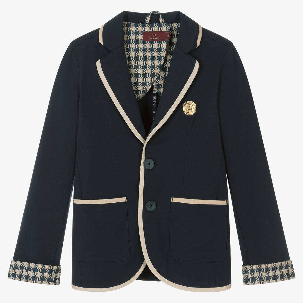 AIGNER - Blazer bleu en jersey de coton | Childrensalon