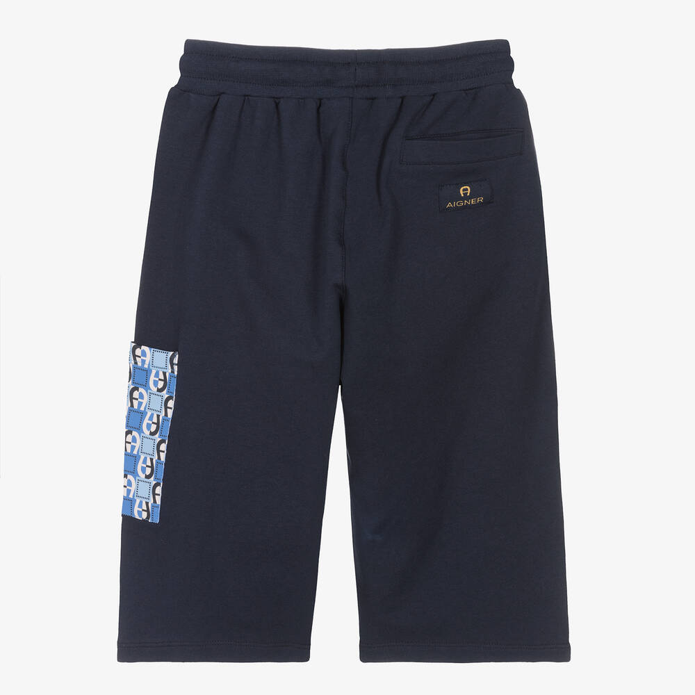 AIGNER-Teen Boys Blue Cotton Jersey Shorts | Childrensalon Outlet