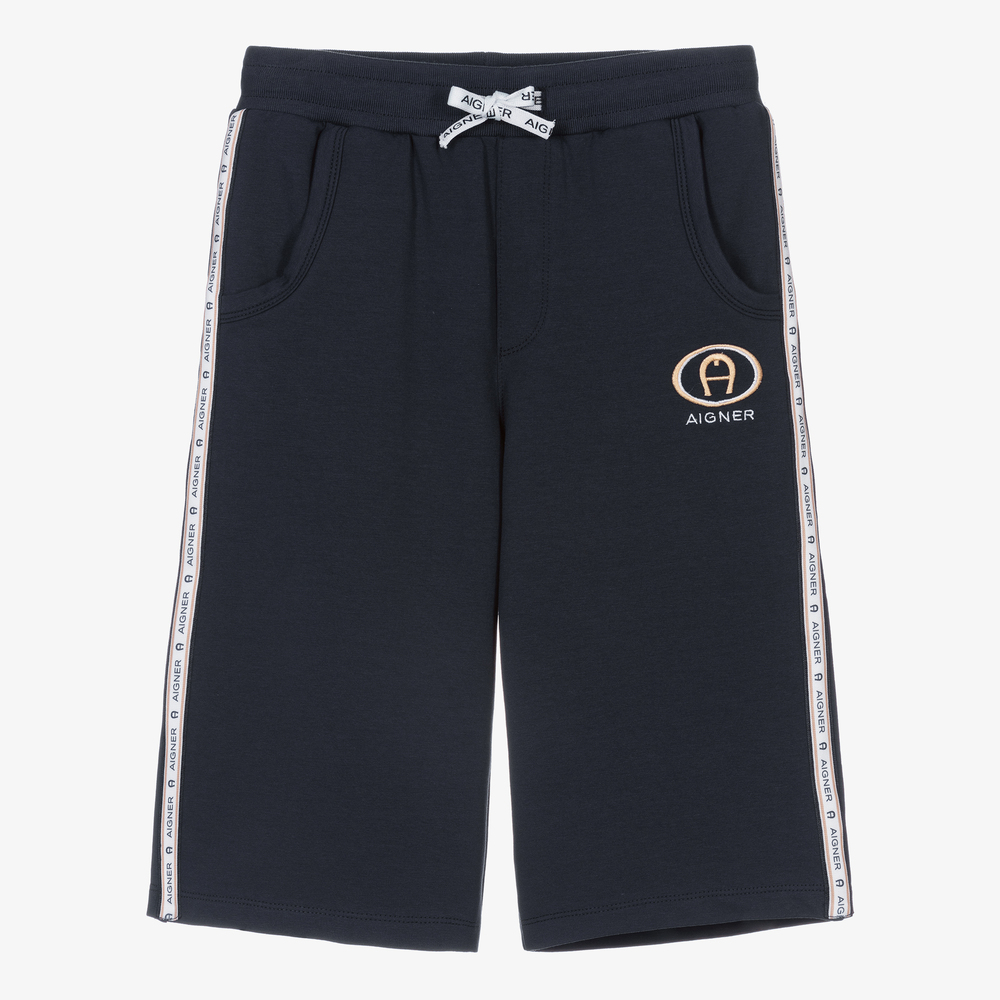 AIGNER - Teen Boys Blue Cotton Shorts | Childrensalon