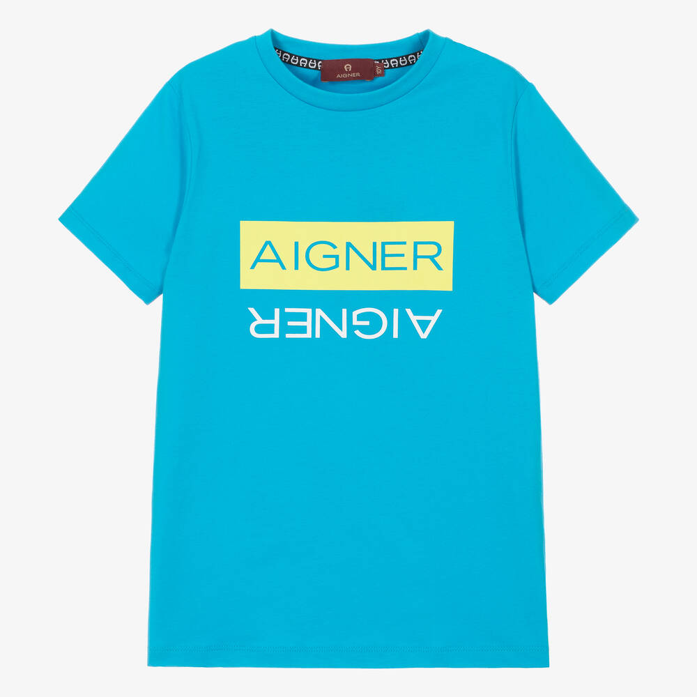 AIGNER-تيشيرت تينز ولادي قطن لون أزرق | Childrensalon Outlet