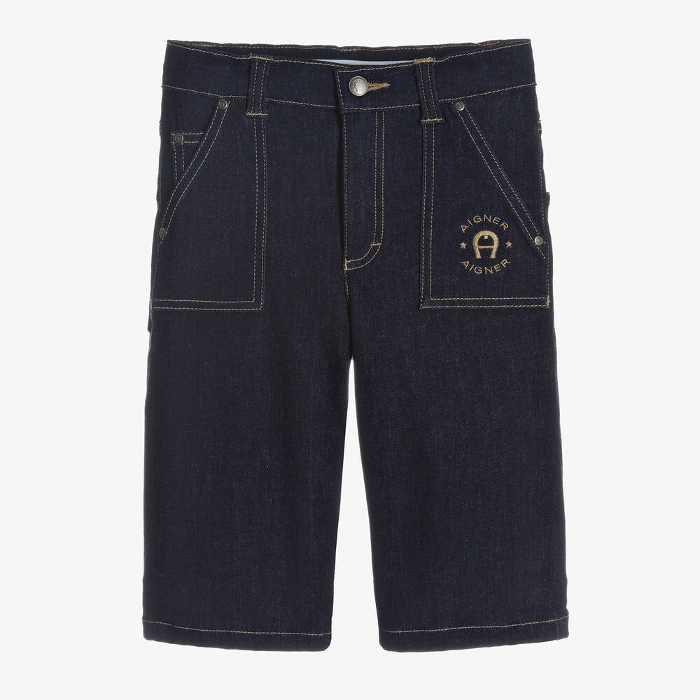 AIGNER-Teen Boys Blue Denim Bermuda Shorts | Childrensalon Outlet