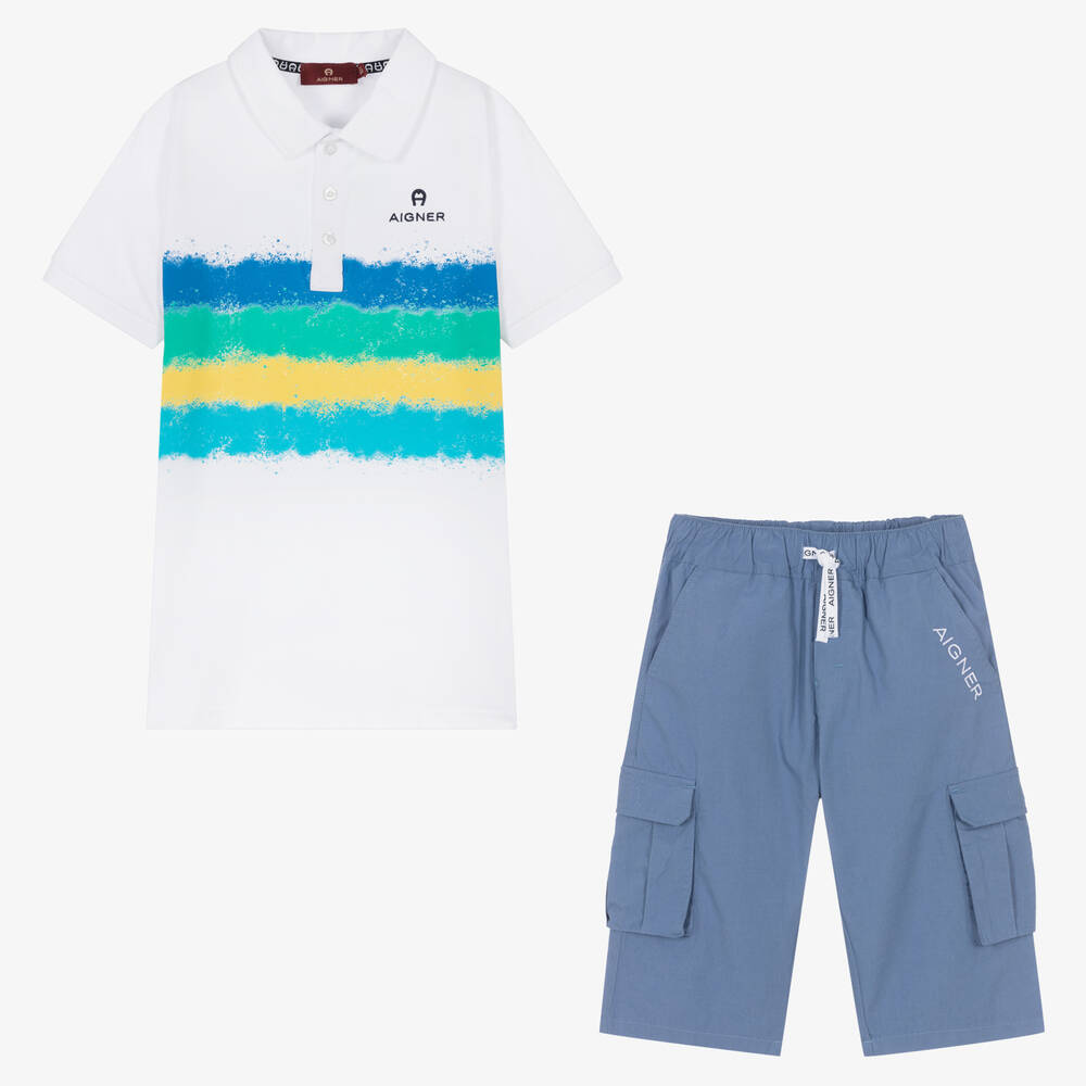 AIGNER - Blaues Teen Top & Bermudas Set | Childrensalon