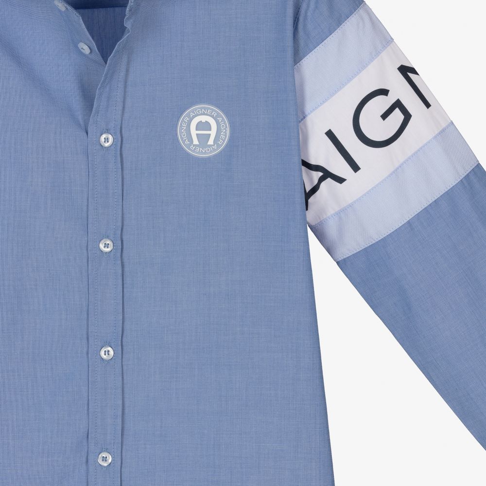 AIGNER-Голубая рубашка для мальчиков-подростков | Childrensalon Outlet