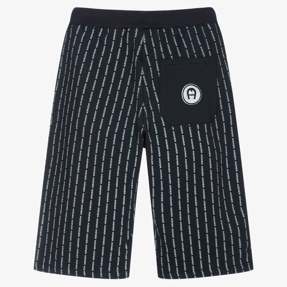 AIGNER-شورت تينز ولادي قطن جيرسي لون كحلي | Childrensalon Outlet