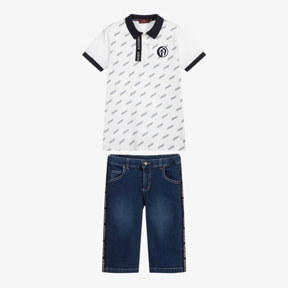 AIGNER - Джинсовые шорты с футболкой для парней | Childrensalon