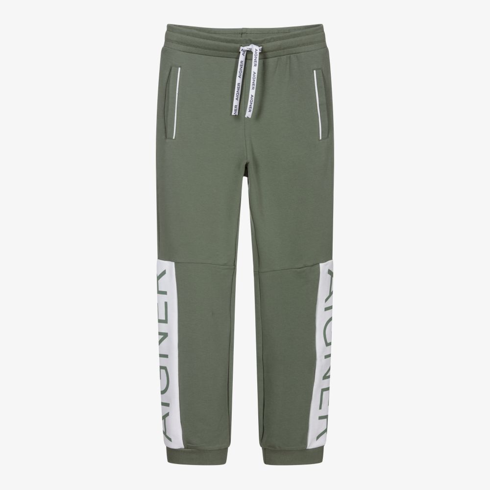 AIGNER - Teen Boys Green Logo Joggers | Childrensalon