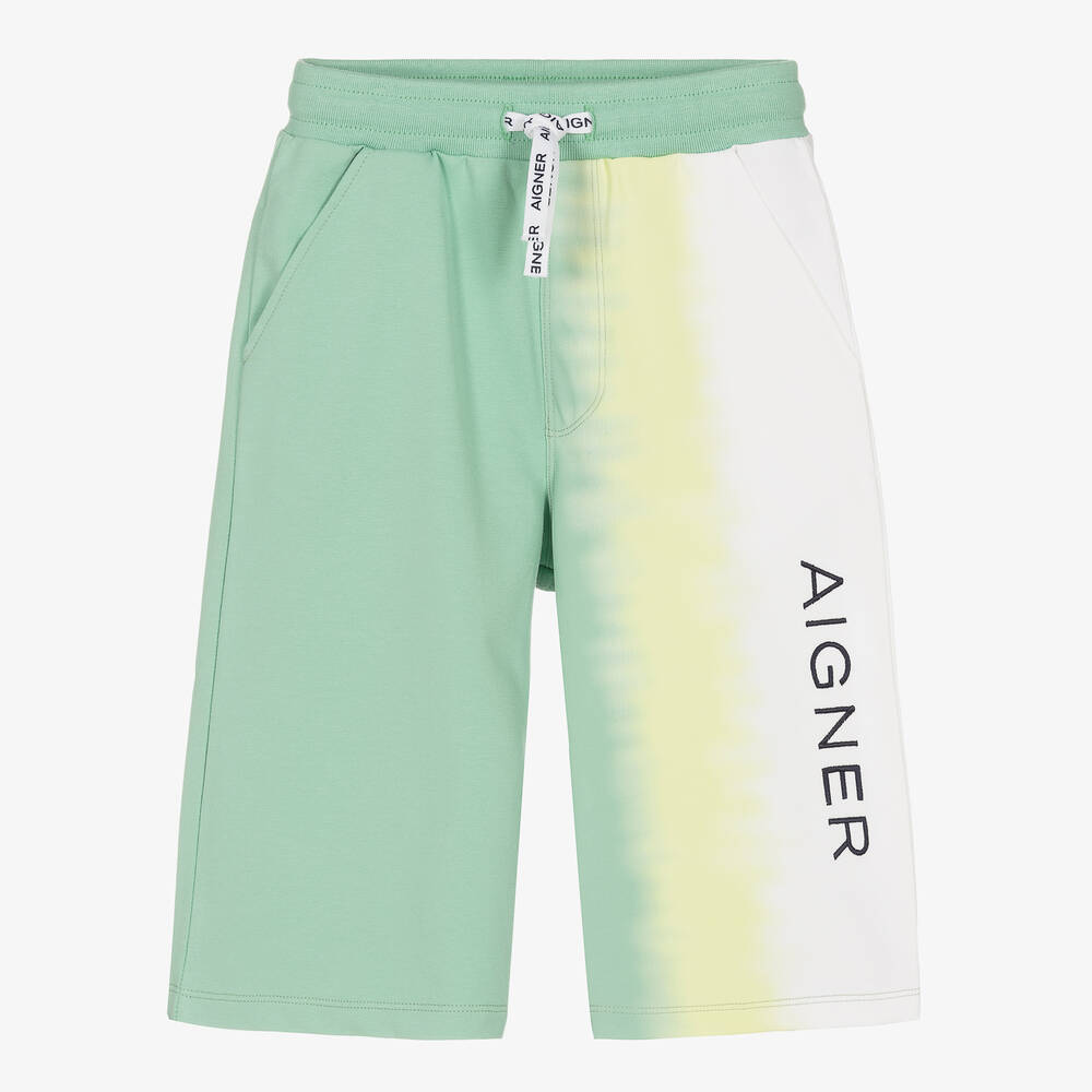 AIGNER - Teen Boys Green Ombré Logo Shorts | Childrensalon