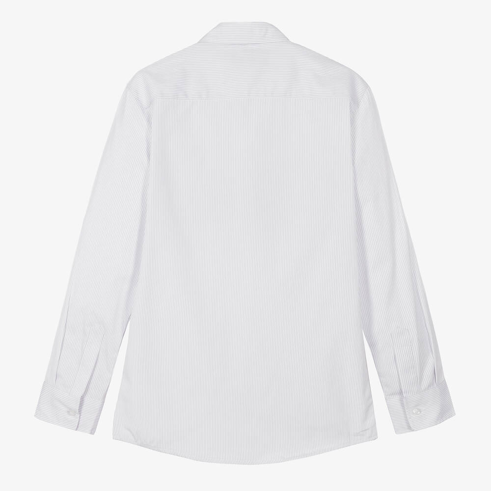 AIGNER-قميص تينز ولادي قطن بوبلين مقلم لون رمادي | Childrensalon Outlet