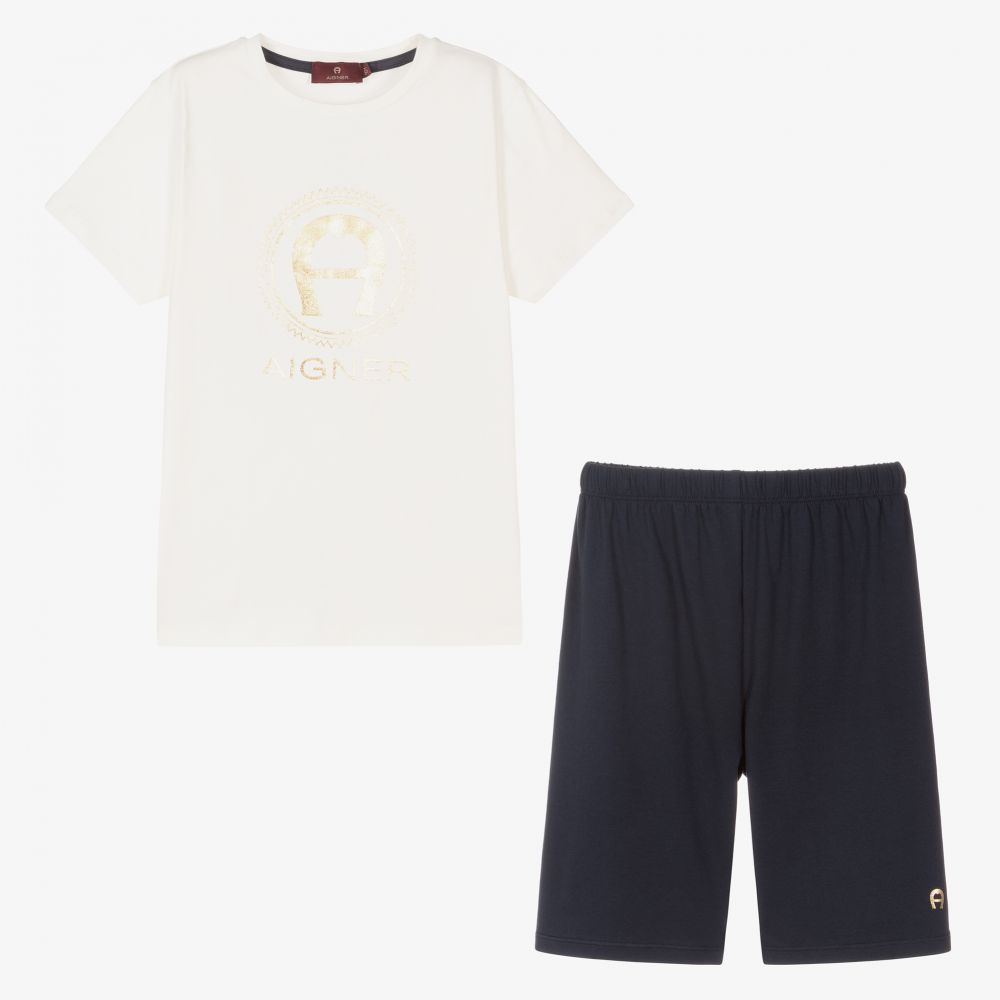 AIGNER - Teen Boys Ivory Short Pyjamas | Childrensalon