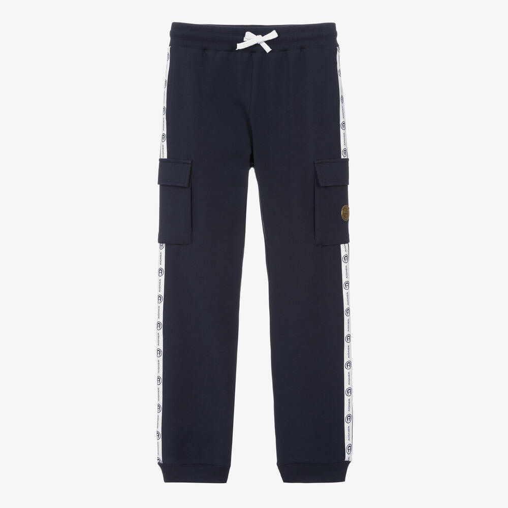 AIGNER-Teen Boys Navy Blue Cargo Joggers | Childrensalon Outlet