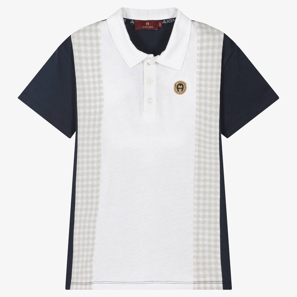 AIGNER - Teen Boys Navy Blue Logo Polo Shirt | Childrensalon