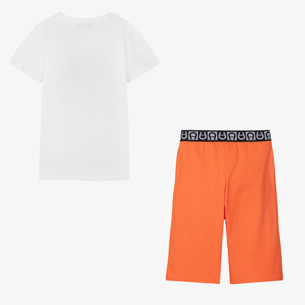 AIGNER-Teen Boys Orange Cotton Shorts Set | Childrensalon Outlet
