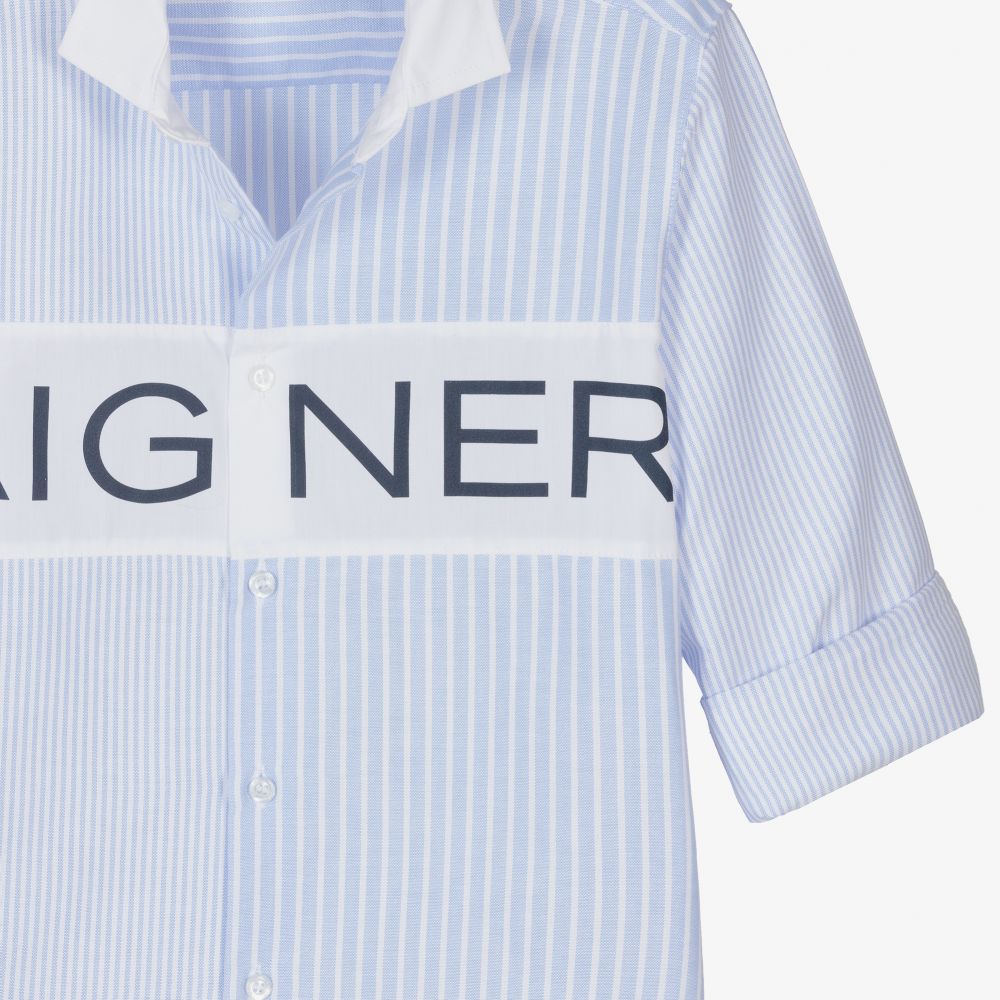 AIGNER-Teen Boys Striped Logo Shirt | Childrensalon Outlet