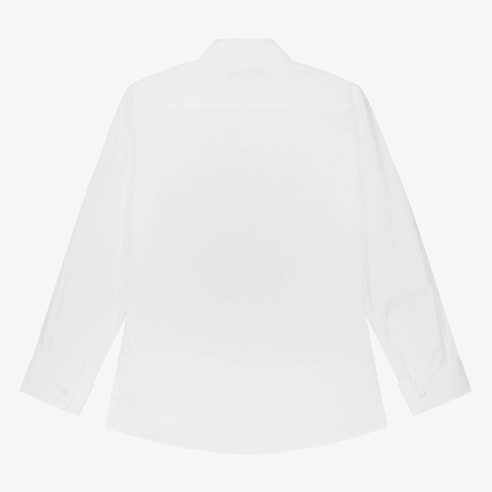 AIGNER-Teen Boys White & Beige Cotton Shirt | Childrensalon Outlet