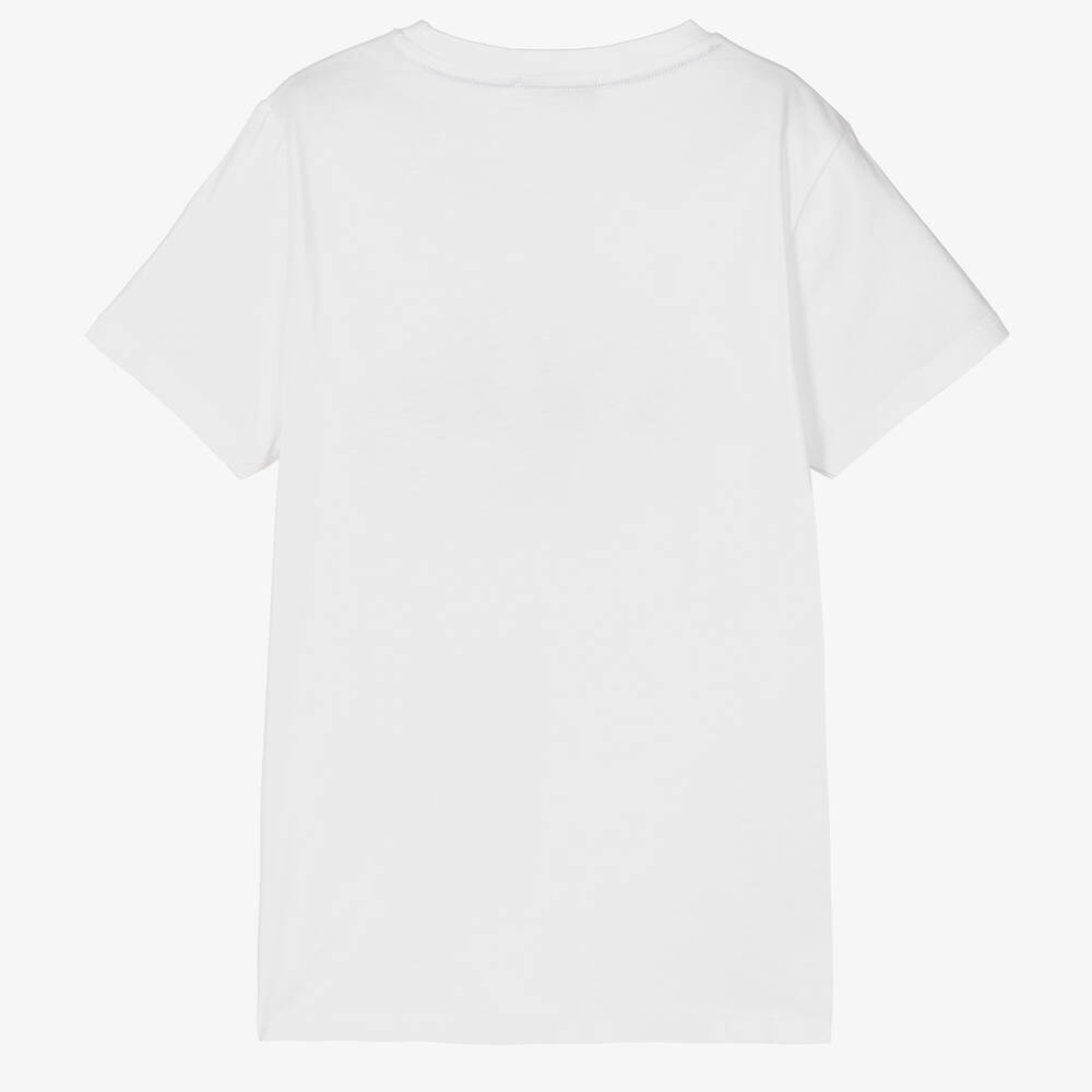 AIGNER-تيشيرت تينز ولادي قطن لون أبيض وبيج | Childrensalon Outlet