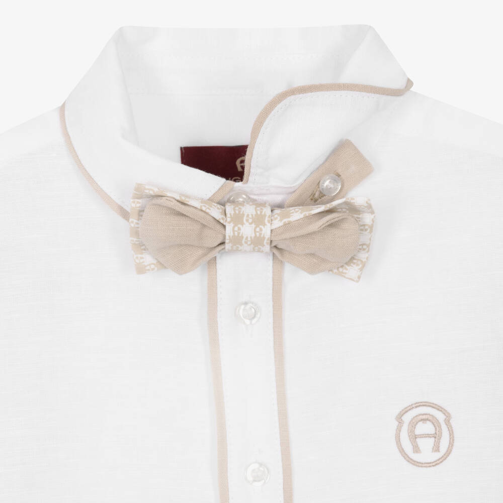 AIGNER-Teen Boys White & Beige Shorts Set | Childrensalon Outlet