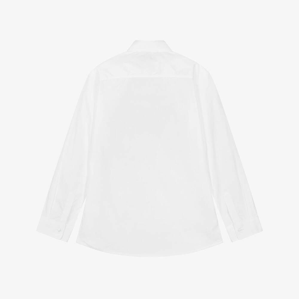 AIGNER-Teen Boys White & Blue Cotton Shirt | Childrensalon Outlet