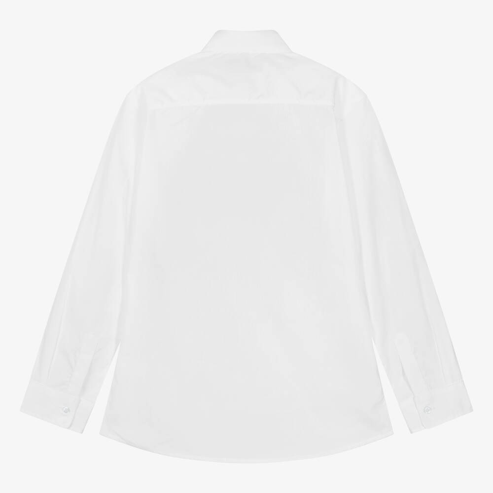 AIGNER-Teen Boys White & Blue Cotton Shirt | Childrensalon Outlet