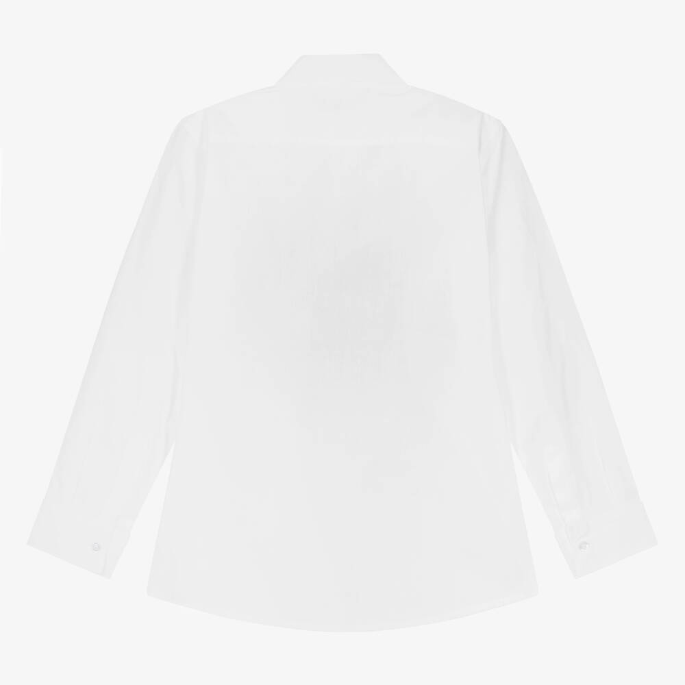 AIGNER-قميص قطن بوبلين لون أبيض وأزرق للمراهقين | Childrensalon Outlet
