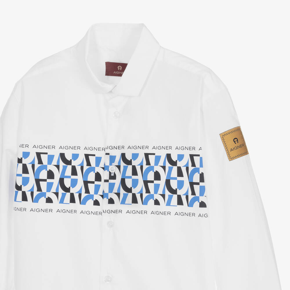 AIGNER-طقم شورت قطن لون أبيض وكحلي للمراهقين | Childrensalon Outlet