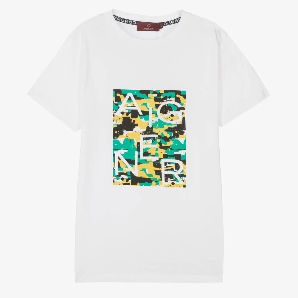 AIGNER - Weißes Teen T-Shirt mit Print (J) | Childrensalon