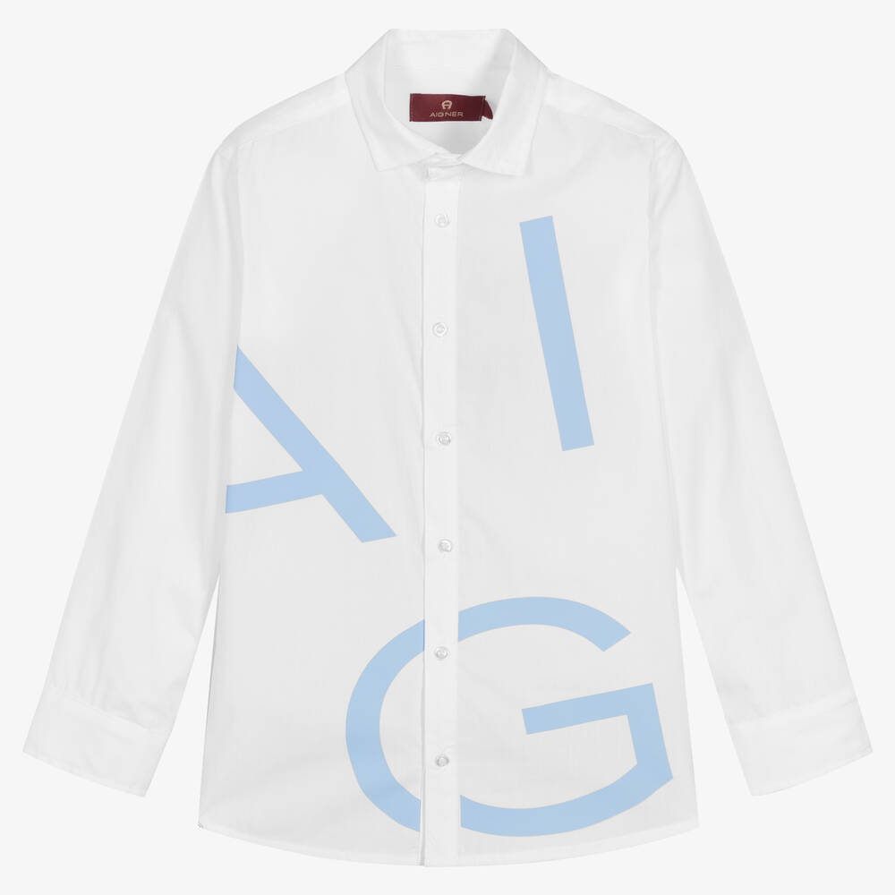 AIGNER - Chemise blanche en coton ado garçon | Childrensalon